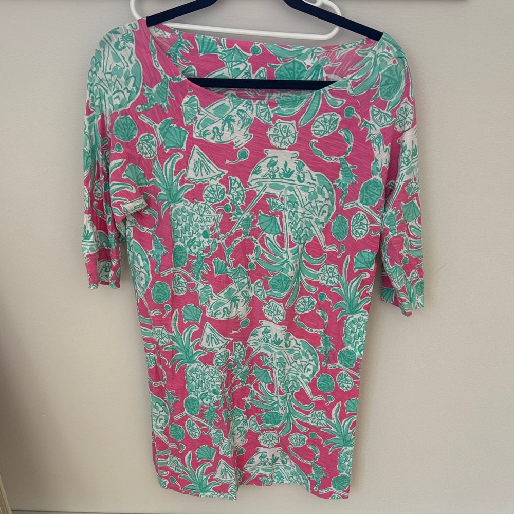 Lilly Pulitzer Pink and Green Floral Dress, size small